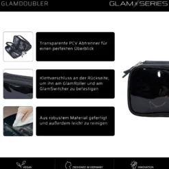 GlamSeries GlamDoubler Kosmetiktasche 230 x 120 x 100 mm, Make-up Organizer mit 4 transparenten Fächern
