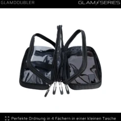 GlamSeries GlamDoubler Kosmetiktasche 230 x 120 x 100 mm, Make-up Organizer mit 4 transparenten Fächern