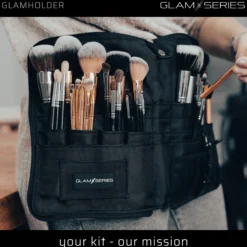 GlamSeries GlamHolder Pinselgürtel 270 x 190 mm mit mehreren Fächern für Make-up Pinsel, zusammenfaltbare Pinseltasche mit Gürtel