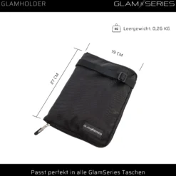 GlamSeries GlamHolder Pinselgürtel 270 x 190 mm mit mehreren Fächern für Make-up Pinsel, zusammenfaltbare Pinseltasche mit Gürtel