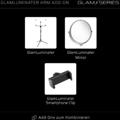 GlamSeries GlamLuminater Arm Add-On, flexibler Soft-Touch Arm für LED Leuchte, Halterung für Smartphone, Tablet, Spiegel, ideal für Visagisten und Friseure