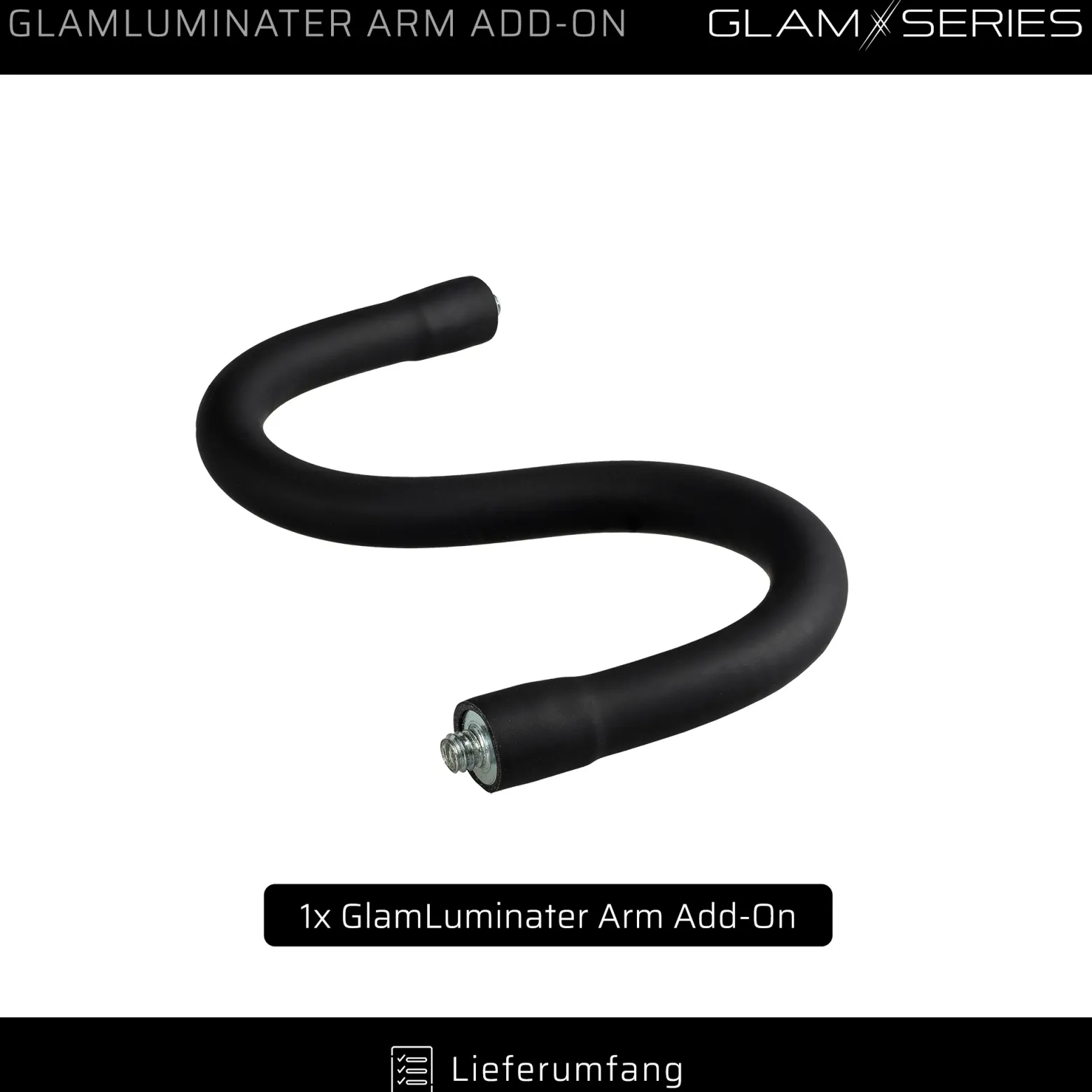 GlamSeries GlamLuminater Arm Add-On, flexibler Soft-Touch Arm für LED Leuchte, Halterung für Smartphone, Tablet, Spiegel, ideal für Visagisten und Friseure