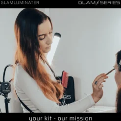 GlamSeries GlamLuminater LED Leuchte, Beleuchtung mit 2 flexiblen Armen, stufenlose Farbtemperatur, Lampe mit Fernbedienung, Schminklicht für Make-Up Artists