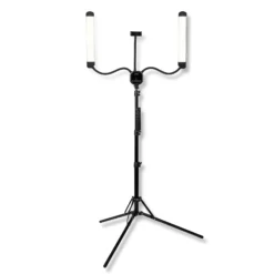 GlamSeries GlamLuminater LED Leuchte, Beleuchtung mit 2 flexiblen Armen, stufenlose Farbtemperatur, Lampe mit Fernbedienung, Schminklicht für Make-Up Artists