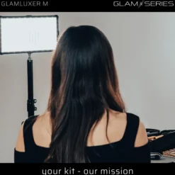 GlamSeries GlamLuxer M LED-Panel, stufenlos dimmbare Beleuchtung 3200-5600 K, LED-Leuchte mit Tischstativ, Diffusor, Kugelkopf, Make-Up Light 8 h Laufzeit