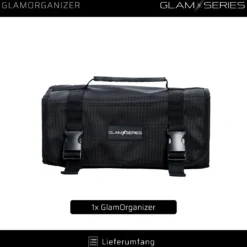 GlamSeries GlamOrganizer Kosmetiktasche 230 x 120 x 180 mm einrollbar, Make up Organizer mit 4 transparenten Inlays