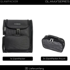 GlamSeries GlamPacker Kosmetiktasche, Make Up Rucksack ergonomisch und erweiterbar, Kosmetikbeutel mit Hitzeschutzfach, Beauty Bag für Visagisten, Friseure
