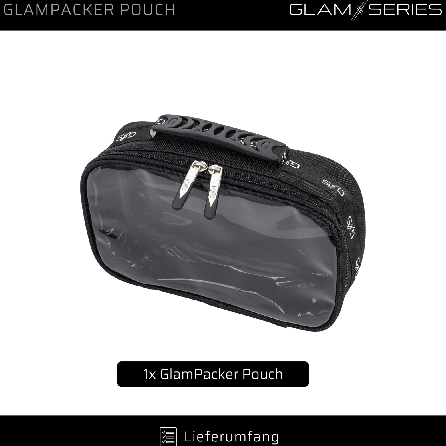 GlamSeries GlamPacker Pouch Taschen Inlay 270 x 165 x 75 mm, PVC-beschichtete Make Up Tasche mit transparentem Deckel