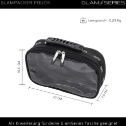 GlamSeries GlamPacker Pouch Taschen Inlay 270 x 165 x 75 mm, PVC-beschichtete Make Up Tasche mit transparentem Deckel