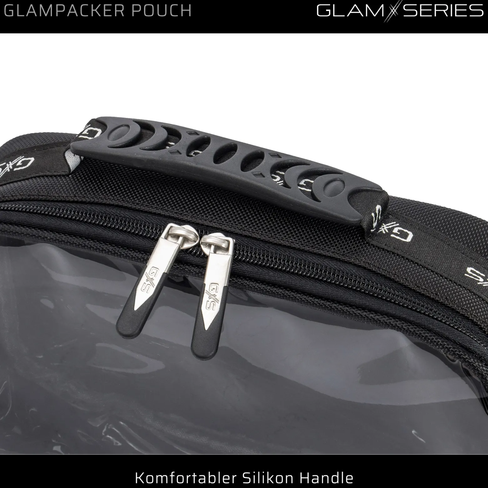 GlamSeries GlamPacker Pouch Taschen Inlay 270 x 165 x 75 mm, PVC-beschichtete Make Up Tasche mit transparentem Deckel