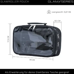 GlamSeries GlamRoller Pouch Taschen Inlay 300 x 175 x 85 mm, PVC-beschichtete Make Up Tasche mit transparentem Deckel