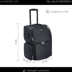 GlamSeries GlamRoller Trolley, Kosmetikkoffer mit 4x Pouches, Make-Up Artist Koffer mit Hitzeschutzfach, Organizer für Visagisten, Friseure, Beauty Case für Reisen