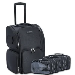 GlamSeries GlamRoller Trolley, Kosmetikkoffer mit 4x Pouches, Make-Up Artist Koffer mit Hitzeschutzfach, Organizer für Visagisten, Friseure, Beauty Case für Reisen