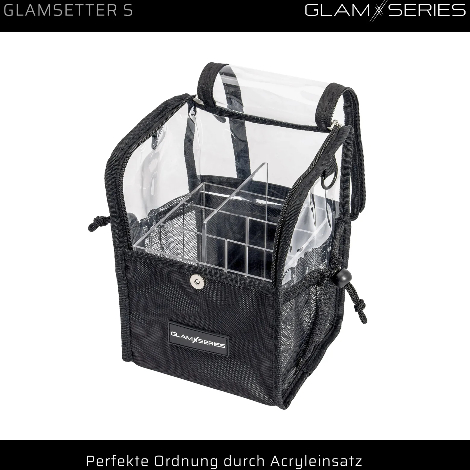 GlamSeries GlamSetter S Kosmetiktasche 175 x 165 x 230 mm, transparenter Make up Organizer mit flexiblen Trageoptionen