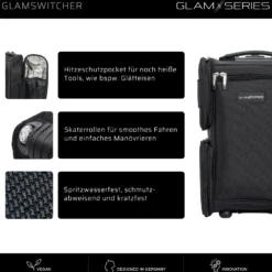 GlamSeries GlamSwitcher Trolley & Rucksack in einem, Kosmetikkoffer mit 5x Pouches, Make-Up Artist Koffer mit Hitzeschutzfach, Organizer für Visagisten, Friseure