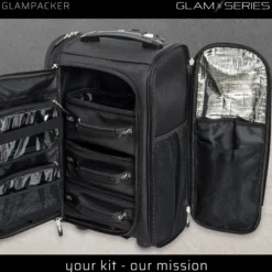 GlamSeries GlamSwitcher Trolley & Rucksack in einem, Kosmetikkoffer mit 5x Pouches, Make-Up Artist Koffer mit Hitzeschutzfach, Organizer für Visagisten, Friseure
