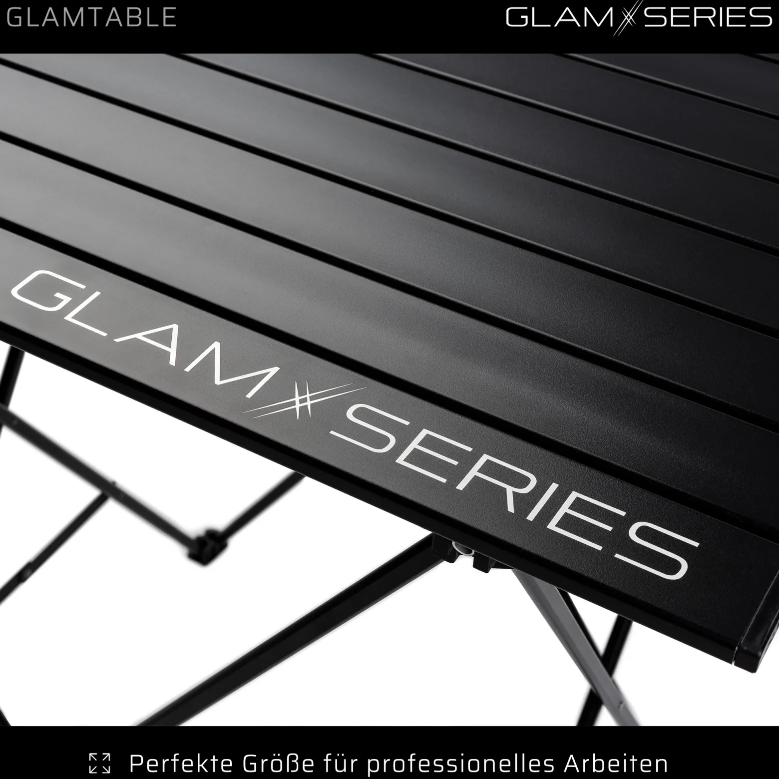 GlamSeries GlamTable Schminktisch klappbar, Frisiertisch bis 20 kg, Make Up Tisch mit Transporttasche, Kosmetiktisch für Visagisten, Friseure, Tättowierer