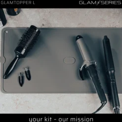 GlamSeries GlamTopper L hitzebeständige Silikonmatte 30 x 55 x 0,5 cm für Make up und Hot Tools wie Glätteisen