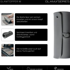 GlamSeries GlamTopper M hitzebeständige Silikonmatte 20 x 45 x 0,5 cm für Make up und Hot Tools wie Glätteisen
