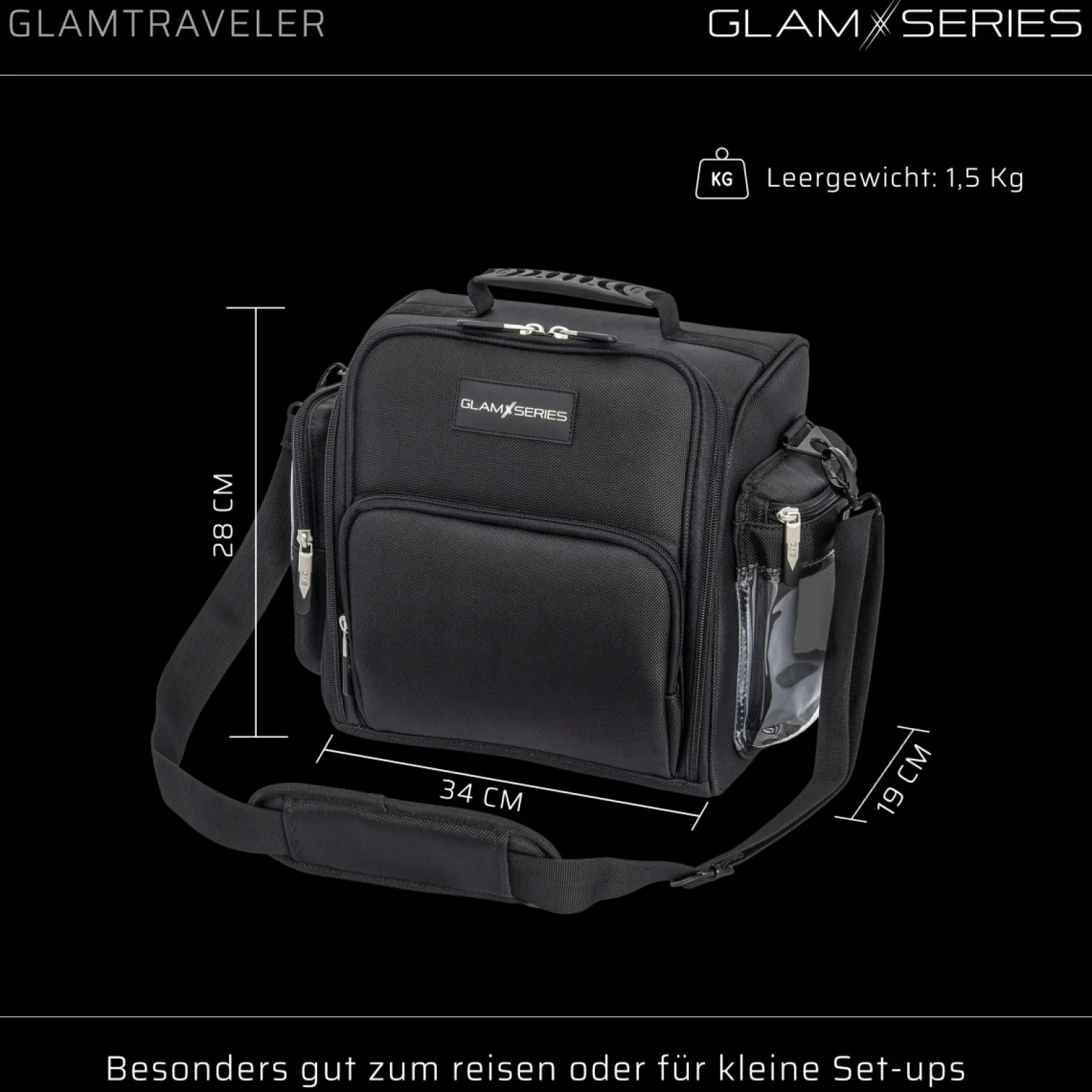 GlamSeries GlamTraveler Kosmetiktasche, Schminktasche mit 3 Pouches, Kosmetikbeutel kombinierbar mit Buckle, Beauty Bag für Make Up Artists, Friseure