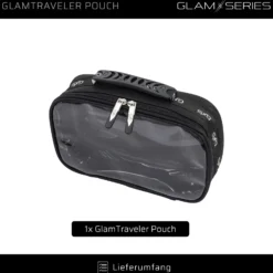 GlamSeries GlamTraveler Pouch Taschen Inlay 270 x 165 x 75 mm, PVC-beschichtete Make Up Tasche mit transparentem Deckel