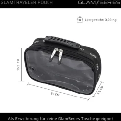 GlamSeries GlamTraveler Pouch Taschen Inlay 270 x 165 x 75 mm, PVC-beschichtete Make Up Tasche mit transparentem Deckel