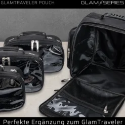 GlamSeries GlamTraveler Pouch Taschen Inlay 270 x 165 x 75 mm, PVC-beschichtete Make Up Tasche mit transparentem Deckel