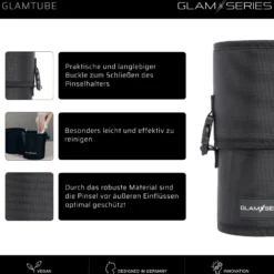 GlamSeries GlamTube Pinselhalter 23,5 x 11,5 cm zur Aufbewahrung von Make up Pinseln, 2-teiliger Schminkorganizer auch für Stifte, Brillen und Schmuck