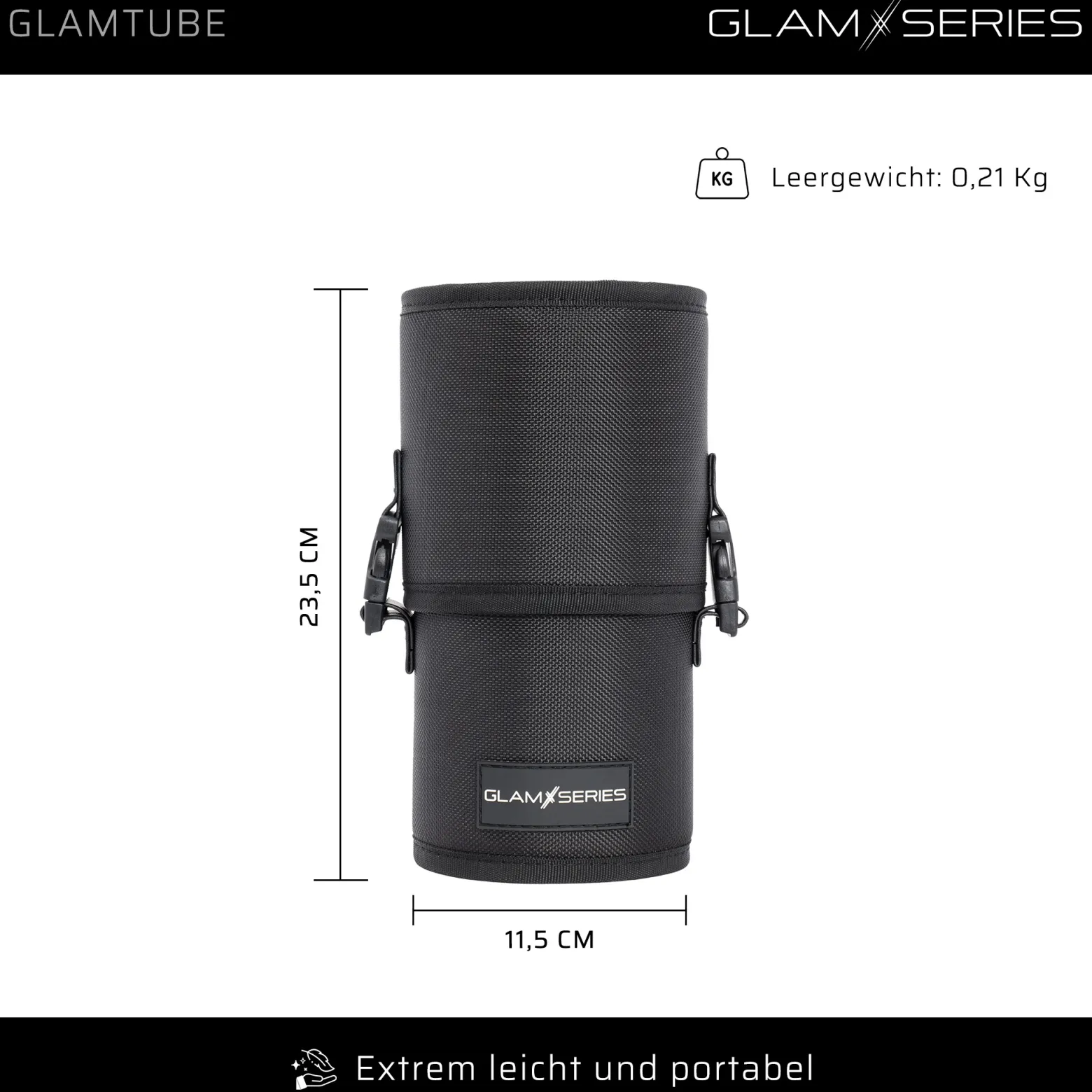 GlamSeries GlamTube Pinselhalter 23,5 x 11,5 cm zur Aufbewahrung von Make up Pinseln, 2-teiliger Schminkorganizer auch für Stifte, Brillen und Schmuck