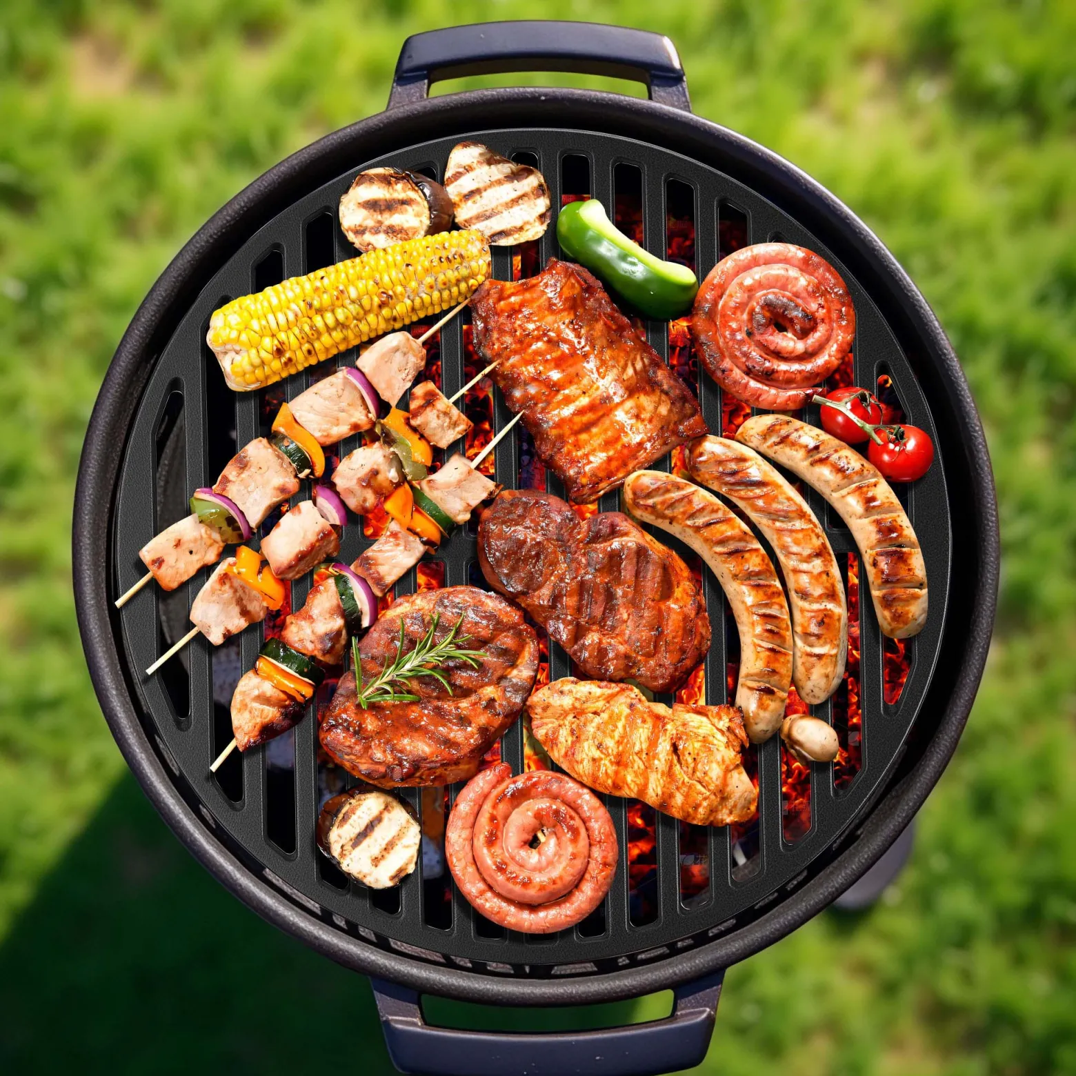 Gusseisen Grillrost rund Ø 45 cm massiv Kugelgrill und Rundgrill