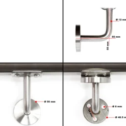 Handlaufset Wandhalter Handlauf 150cm Halter Treppe Haltegriff Edelstahl V2A