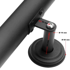 Handlauf Treppe 190cm, Handlaufset Edelstahl, Haltegriff Treppe, Wandhalter, Schwarz