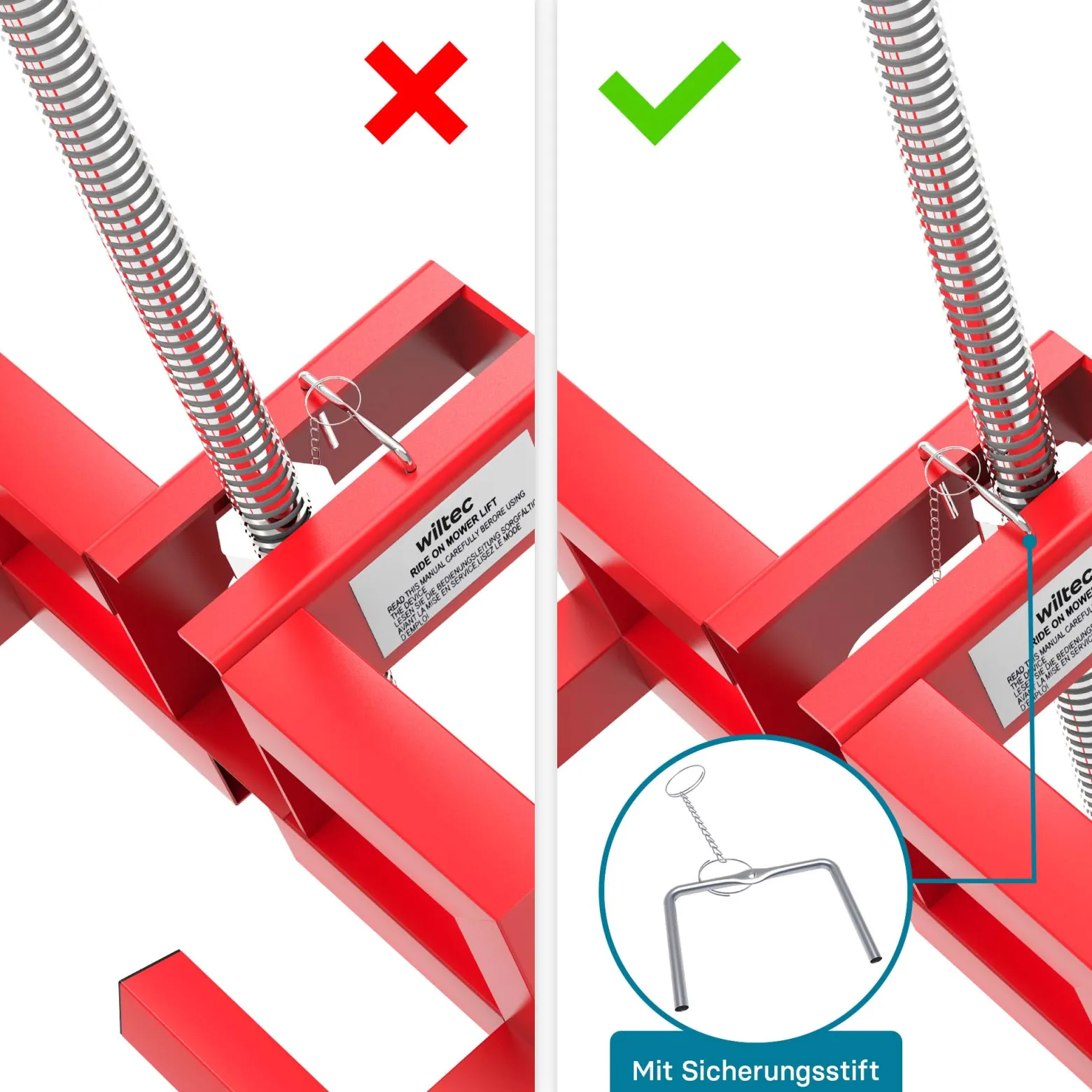 Hebevorrichtung Aufsitzmäher bis 250 kg inkl. Adapter, Heber für Rasentraktor bis 35° Neigung