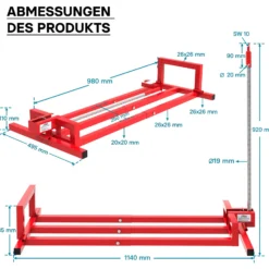 Hebevorrichtung Aufsitzmäher bis 250 kg inkl. Adapter, Heber für Rasentraktor bis 35° Neigung