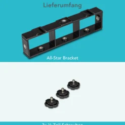 Instarter All Star Bracket Halterungsschiene - 203 x 80 x 25 mm / 3 kg max. - mit 6 Gewinden, 3 Schrauben, 2 Blitzschuhen - für Kamera, LED Licht, Handy, Mikrofon an Stativ/Kamera