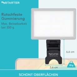 Instarter Feder-Klemmhalterung mit 1/4 Zoll Schraubgewinde zur Befestigung von LED-Leuchten, Kamera Blitz Halterung bis max 350g, Adapter, Klemmstativ Blitzschiene, Max. Klemmbreite 16 mm