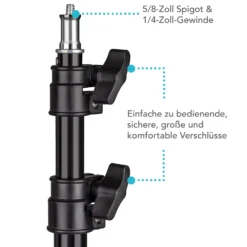 Instarter LampPod 200 Lampenstativ 68-200 cm für LED Panels, Leuchten & Studioblitze, Lichtstativ belastbar bis 3,5 kg, Blitzstativ mit 5/8“ Spigot Anschluss & 1/4“ Gewinde