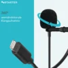 Instarter Lavalier Loop Clip Ansteckmikrofon - 360 Grad Klangaufnahme - mit Lightninganschluss, 6 m Kabel, Windschutz, Tasche, Klemme - klarer Sound - für Kamera, Smartphone, Tablet, PC