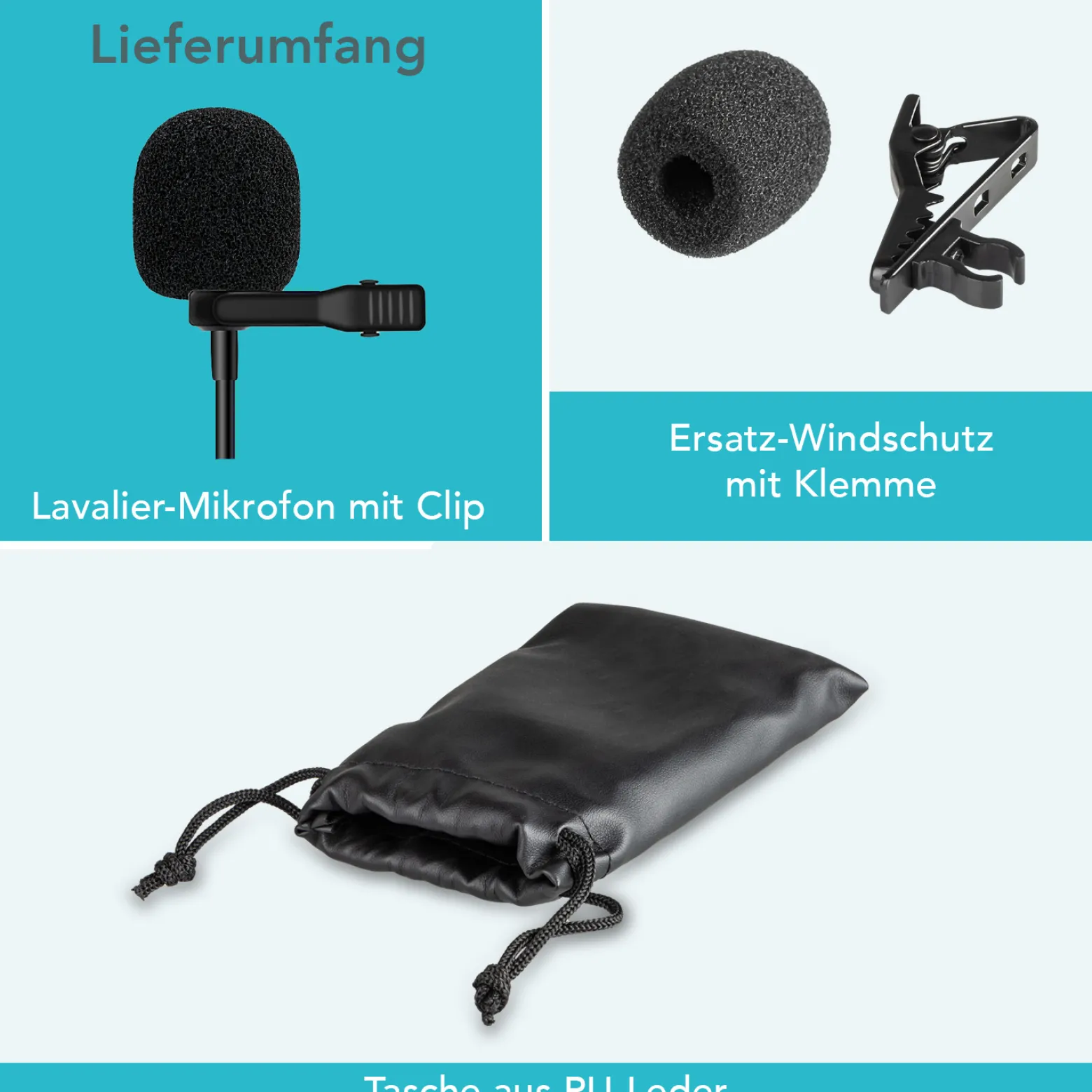 Instarter Lavalier Loop Clip Ansteckmikrofon - 360 Grad Klangaufnahme - mit Lightninganschluss, 6 m Kabel, Windschutz, Tasche, Klemme - klarer Sound - für Kamera, Smartphone, Tablet, PC