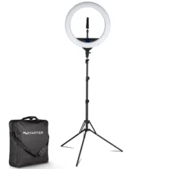 Instarter LED Ringlicht mit Stativ, Ringleuchte 180° schwenkbar, Videoleuchte 60 W mit Bi-Color, flexible Kamera Beleuchtung dimmbar