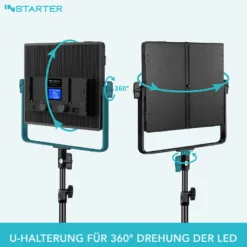 Instarter LED Videoleuchte mit Stativ, 50 W Videoleuchte mit App, Kamera Beleuchtung 360° drehbar, Videolicht für warmes & kaltes Licht Bi-Color