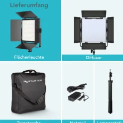 Instarter LED Videoleuchte mit Stativ, 50 W Videoleuchte mit App, Kamera Beleuchtung 360° drehbar, Videolicht für warmes & kaltes Licht Bi-Color