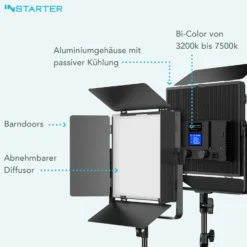 Instarter LED Videoleuchte mit App-Steuerung, 50 W Videoleuchte, Kamera Beleuchtung 360° drehbar, Videolicht für warmes & kaltes Licht Bi-Color