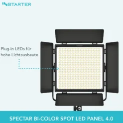 Instarter LED Videoleuchte mit App-Steuerung, 50 W Videoleuchte, Kamera Beleuchtung 360° drehbar, Videolicht für warmes & kaltes Licht Bi-Color