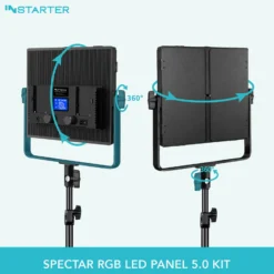 Instarter LED Videoleuchte 60 W mit Lampenstativ, Videolicht mit 360° RGB-Spektrum, Studioleuchte mit App-Steuerung, Video-Beleuchtung Bi-Color