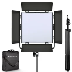 Instarter LED Videoleuchte 60 W mit Stativ, Videolicht 360° drehbar, Studioleuchte mit App-Steuerung, Video-Beleuchtung Bi-Color und 4 Farb-Effekte