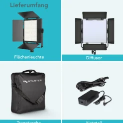 Instarter LED Videoleuchte 60 W, Videolicht mit 360° RGB-Spektrum, Studioleuchte mit App-Steuerung, Video-Beleuchtung Bi-Color, vielseitiges Kamera Zubehör