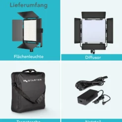 Instarter LED Videoleuchte 60 W, Videolicht 360° drehbar, Studioleuchte mit App-Steuerung, Video-Beleuchtung Bi-Color, Beleuchtung mit 4 Farb-Effekten