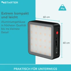 Instarter Mini LED Videoleuchte, magnetische Studioleuchte Magsafe-kompatibel, Kamera Beleuchtung 360° RGB, dimmbares Videolicht