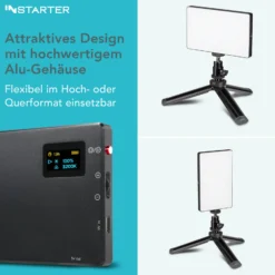 Instarter Spectar LED Videoleuchte, Kamera Beleuchtung mit Bi-Color im Pocket-Format, 9 W Videolicht mit Diffusor, Studiolicht mit Powerbank-Funktion